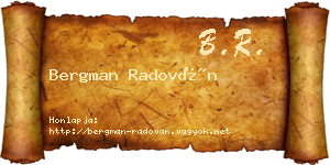Bergman Radován névjegykártya
